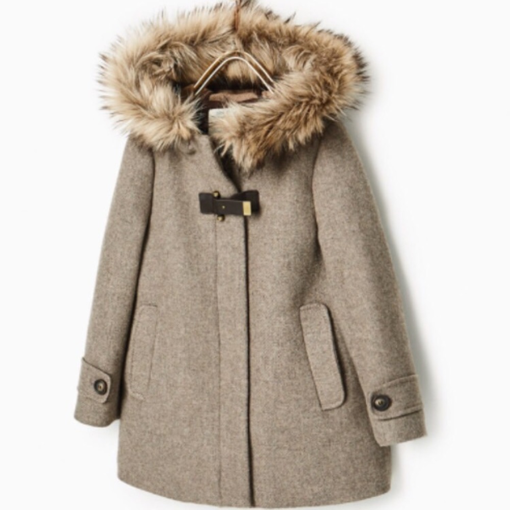 NWT Zara coat with fur hood